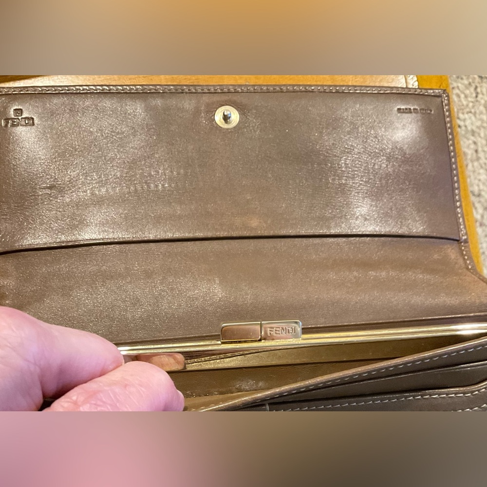 Fendi Brown & Black Zucca Canvas Leather Continental Wallet - Picture 6 of 16